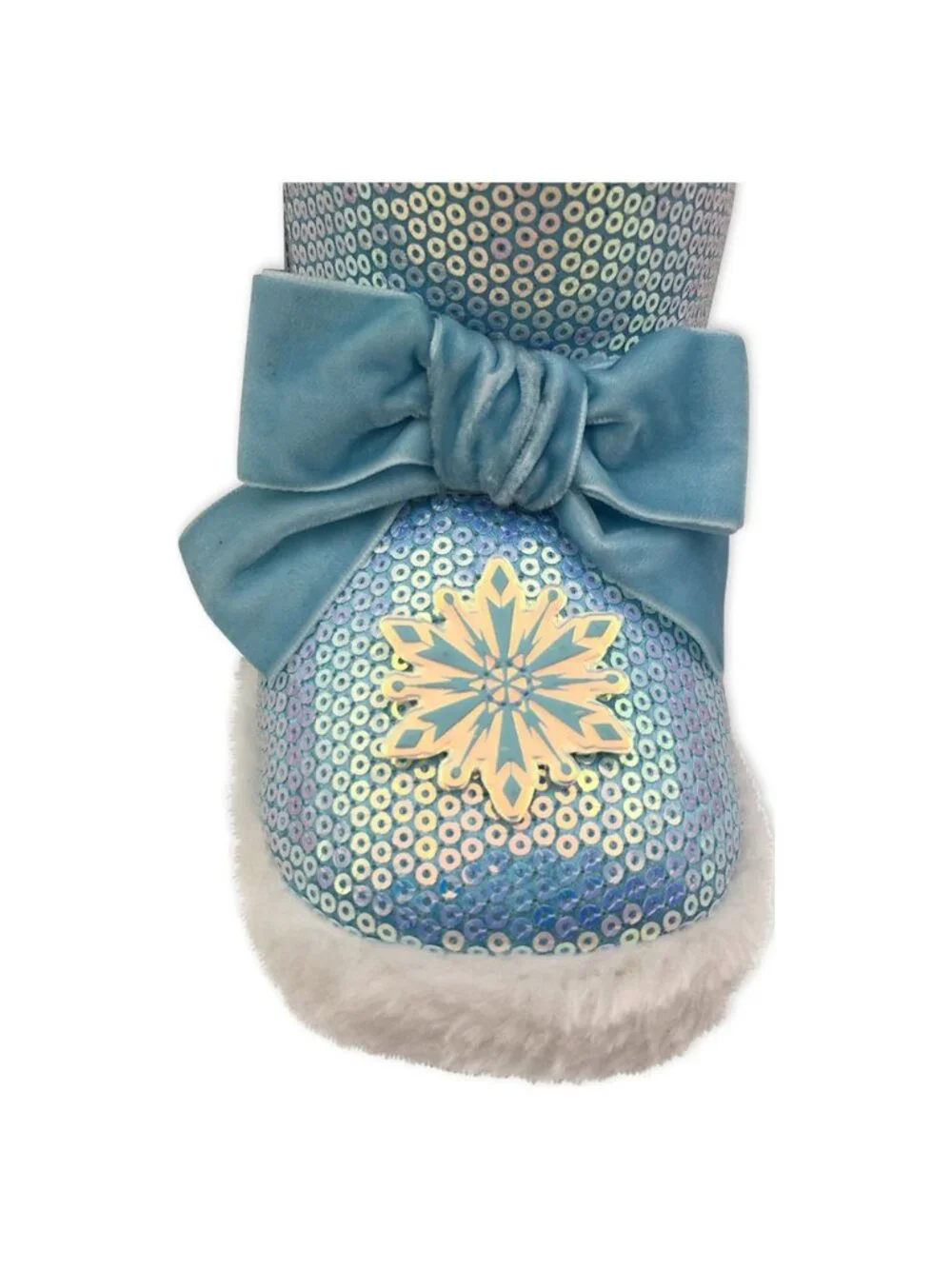 Disney Frozen Kids Size 5-6 Bootie Slippers Style Elsa Anna Sequined Snowflake